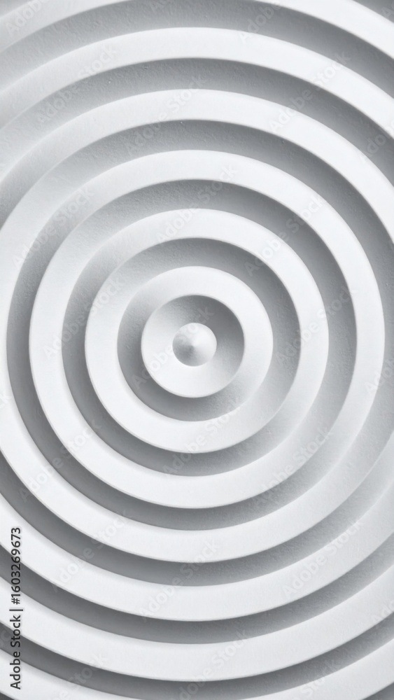 Obraz premium Concentric Circles Pattern in White and Gray Abstract Geometric Design