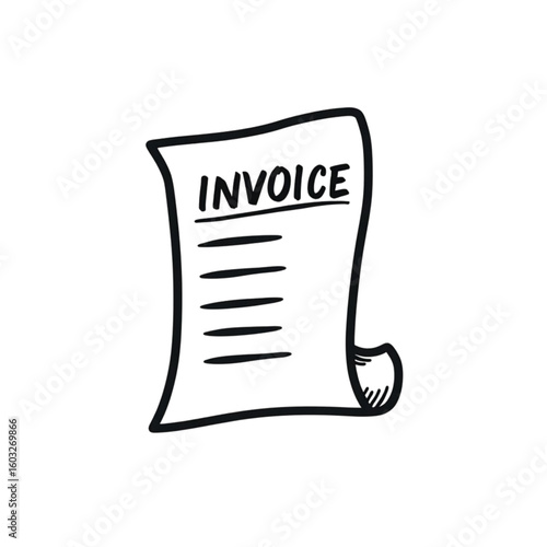 Invoice document with blank fields for payment details in black and white  