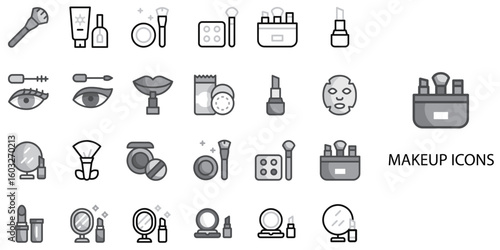 Makeup simple concept 24 Grew color icons set .Vector illustration.