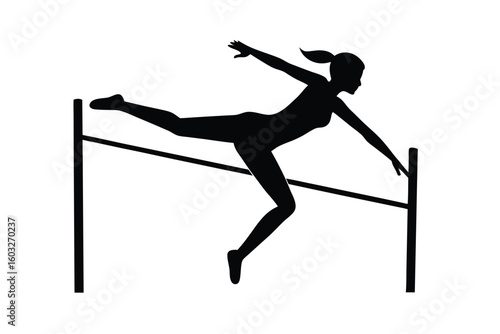 Vector high jump female athlete silhouette
