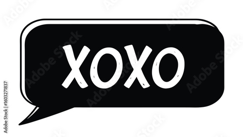 XOXO Hugs and Kisses in a Cute Speech Bubble Illustration Perfect for Valentines Day and Greeting Cards