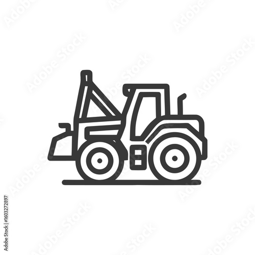Modern Telehandler Tractor Line Icon for Construction and Farming