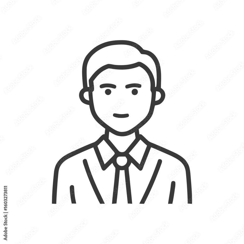 Modern Minimalist Line Art Icon of a Professional Man in Shirt and Tie Modern Minimalist Line Art Icon of a Professional Man in Shirt and Tie