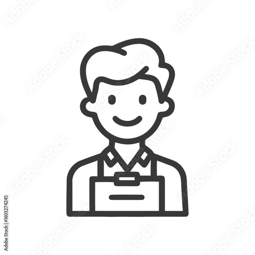 Smiling Line Art Icon of Friendly Service Professional or Employee
