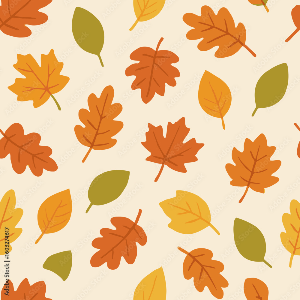 Obraz premium Fall leaves pattern seamless vector for autumn, botanical and nature design