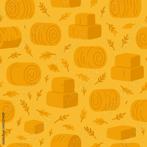 Hay bale pattern seamless vector for autumn, harvest and farm backgrounds
