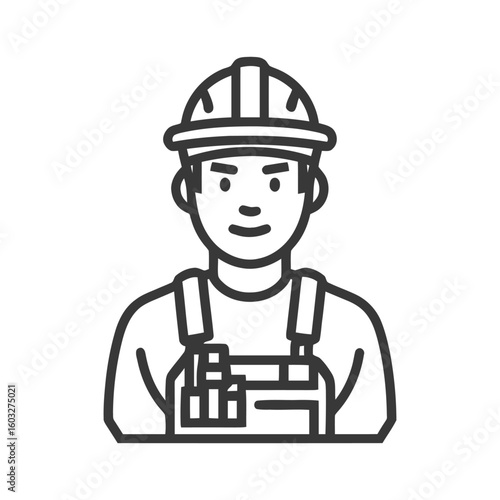 Professional Builder Icon in Bold, Minimalist Line Art Style