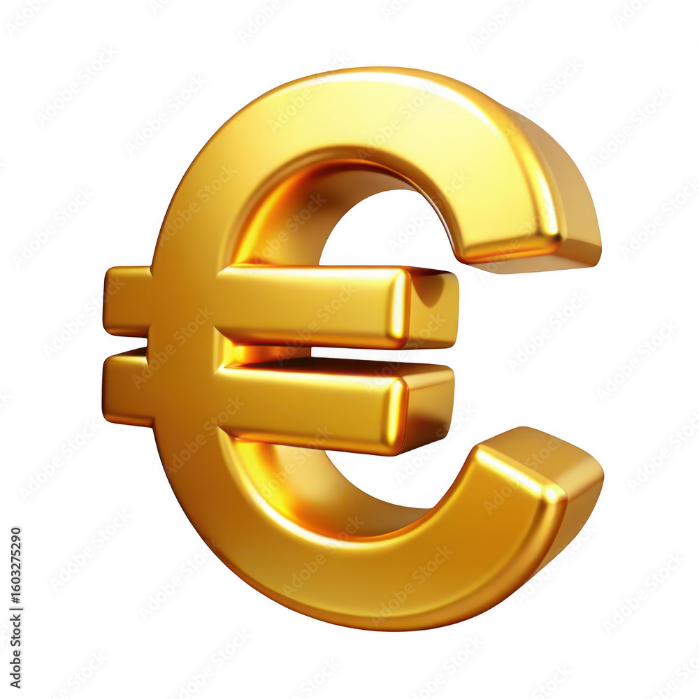 Fototapeta premium Golden Euro Symbol Illustration on Transparent Background