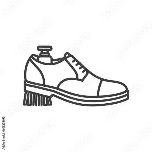 Sophisticated Men's Dress Shoe with Shoe Tree, Clean Vector Outline for Footwear Maintenance