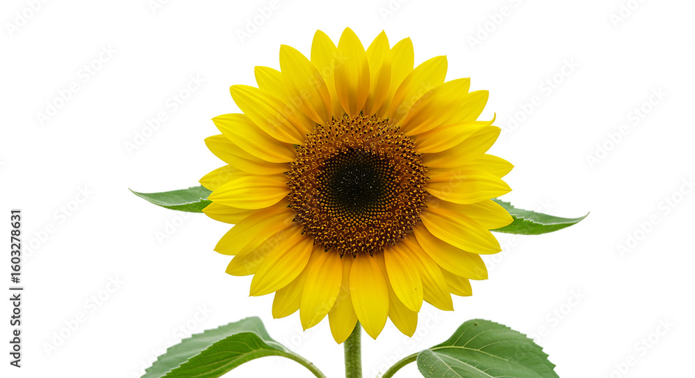 Obraz premium Bright yellow sunflower with detailed petals and natural stem perfect for floral branding summer nature design and eco friendly product visuals