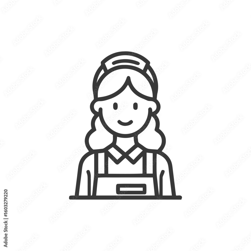 Professional Housekeeper Character Bust Minimalist Line Art Professional Housekeeper Character Bust Minimalist Line Art