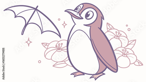 Cute SVG of a Forgiving Penguin in Shadowed Elegance colors, placed in a Gothic setting