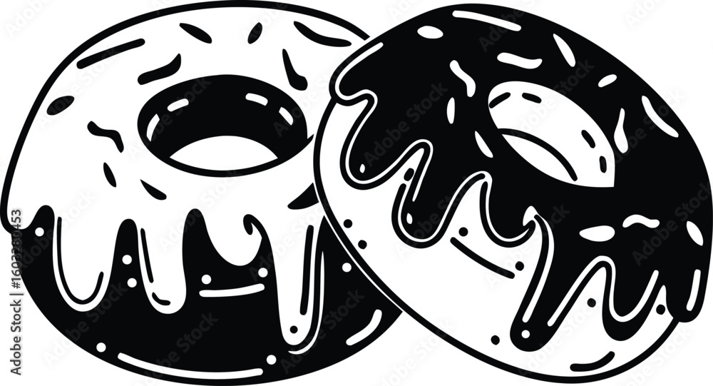 Obraz premium black and white cartoon illustration of a cat