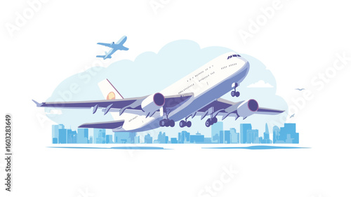 Professional Pilot Driving Controls in Airplane Journey Tour Concept