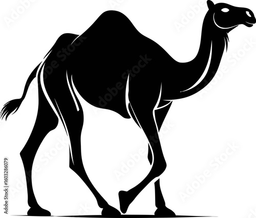 Black and White camel – Minimalist Line Art Vector Illustration for Logo or Print Design