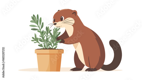 Playful Ferret Exploring Indoor Jungle in a Box - Unique and Funny Animal Behavior Captured in Home Environment