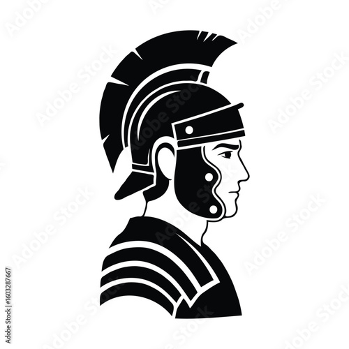 Classic roman soldier in detailed armor ready for battle illustration