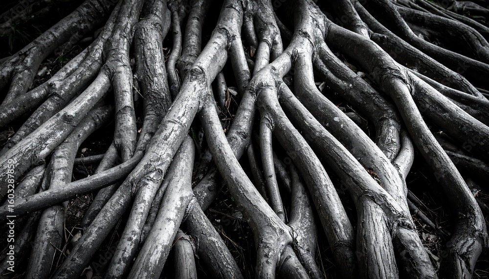 Naklejka premium Ancient, intertwined tree roots