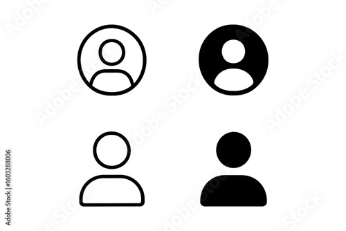 User avatar icon set. Profile person symbol collection. Account member silhouette for web design UI UX. Simple minimal flat line art and glyph style vector graphic.