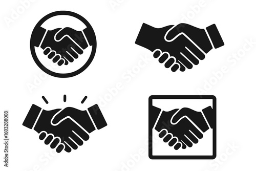 Wallpaper Mural Handshake icon set. Business agreement symbol. Partnership and cooperation sign. Vector illustration of a successful deal or contract. Teamwork and unity glyph collection. Torontodigital.ca