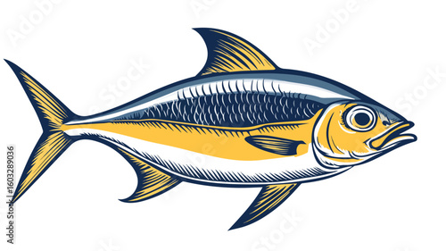 Retro Style Drawing of Atlantic Ocean Fish - Wildlife Illustration for Design Projects