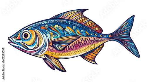 Retro Style Drawing of Atlantic Ocean Fish - Wildlife Illustration for Design Projects