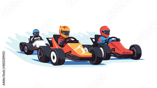 Professional Kart Racing Drivers Competing in Road Cars and Go-Carts on Track