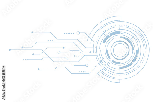 Abstract technology vector background. Futuristic sci-fi concept. Digital communication and connection. Circuit board electronic design. HUD interface graphic illustration.