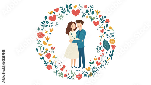 Happy Young Couple in Love Embracing Outdoors - Romantic Relationship Concept