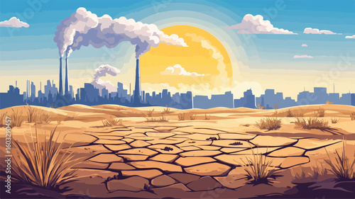 Extreme Drought and Hazardous Climate Consequences Illustration