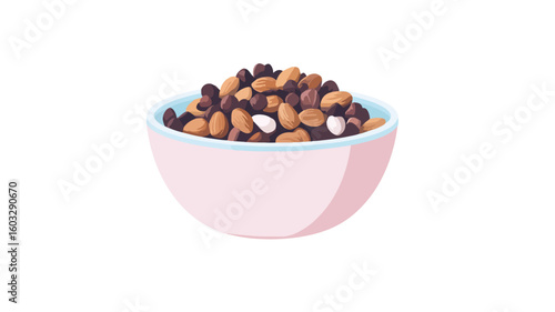 Delicious Nuts Mix in Bowl - Healthy Snack Plate Dish Photo