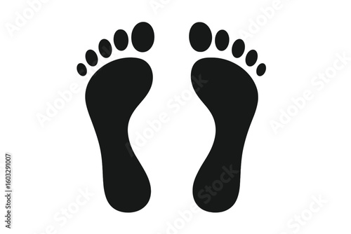 Simple Bare Feet Print Symbol, Transparent PNG and Vector Illustration, Footprint Icon, Minimalist Human Footprint Design for Logos, Stickers, and Branding