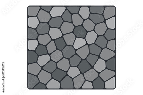 Stone mosaic texture vector background. Seamless paving stone pattern for floor or wall. Grey cobblestone tile wallpaper. Abstract geometric garden path illustration.