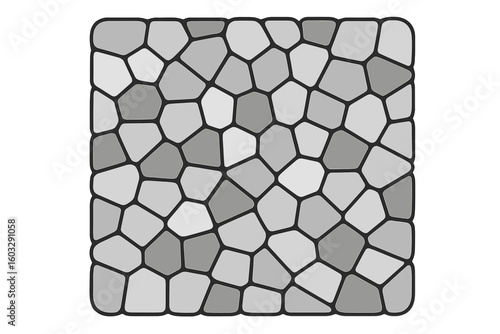 Stone pavement mosaic tile texture. Abstract vector background pattern. Gray monochrome cobblestone floor or wall design. Seamless geometric stonework illustration.