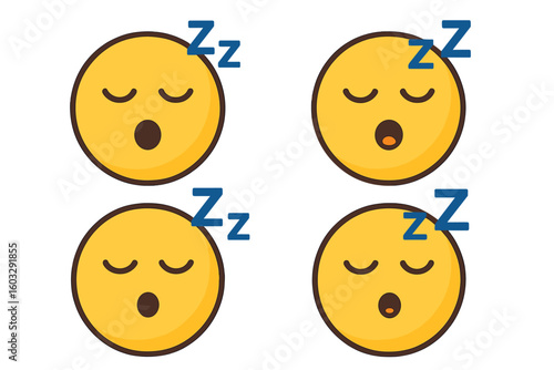 Sleeping emoji emoticon faces seamless vector pattern on transparent background, yawning tired cartoon expression icons with Zzz snoring symbol, bedtime nap relaxation concept illustration
