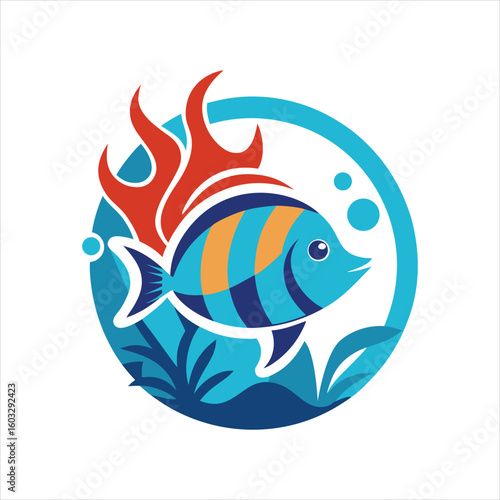 Coral Reef Outline Logo for Ocean Branding