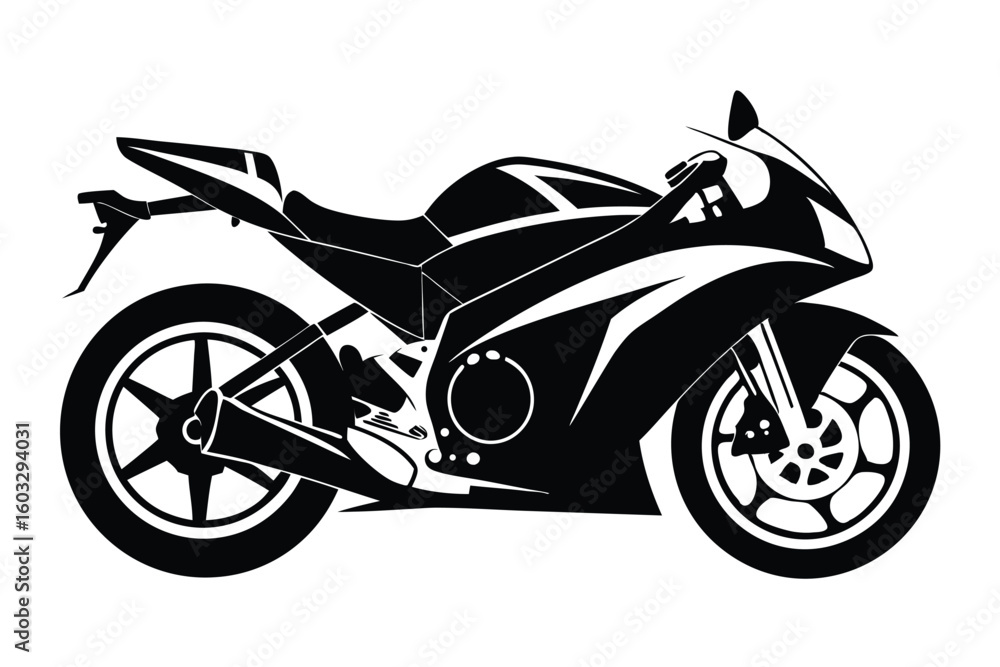 Fototapeta premium Sleek Black and White Sportbike Illustration Showcasing Modern Design and Motorcycle Aesthetics