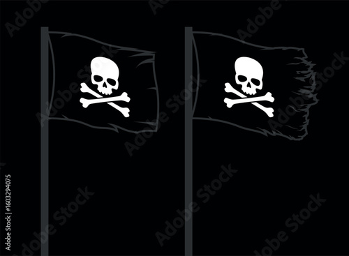 Pirate. Jolly Roger, a black pirate with Adam's head (human skull) and bones. Symbol of sea robbers and plunderers.