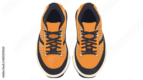 Top View of Stylish Urban Sneakers with Laces for Unisex Sport