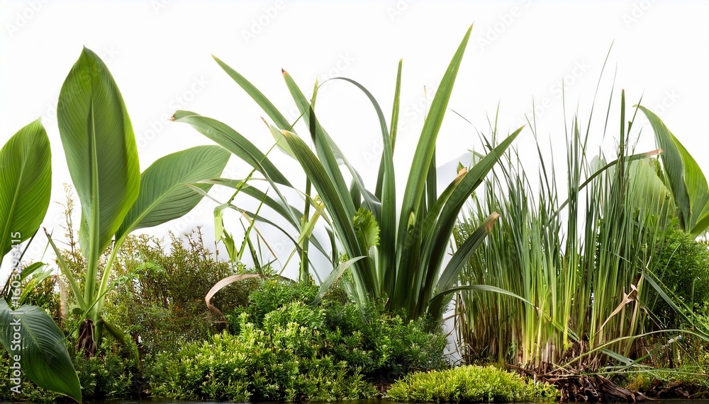 Obraz premium plants on the edge of swamps on a white background