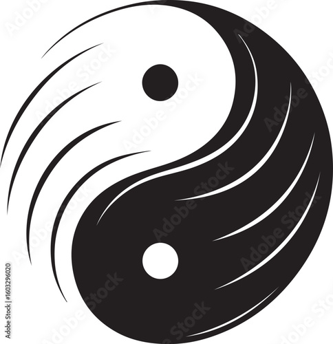 Modern yin yang symbol with contrasting wave style for spiritual themes