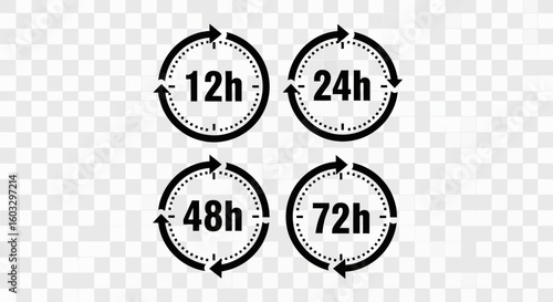 clock hours real time vector logo icon black white
