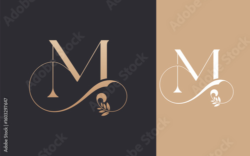 Abstract Initial letter M and Infinity decoration logo design vector illustration