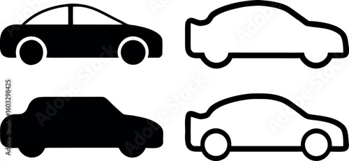 Collection of Simple Car Icons, Automotive Industry, Transportation