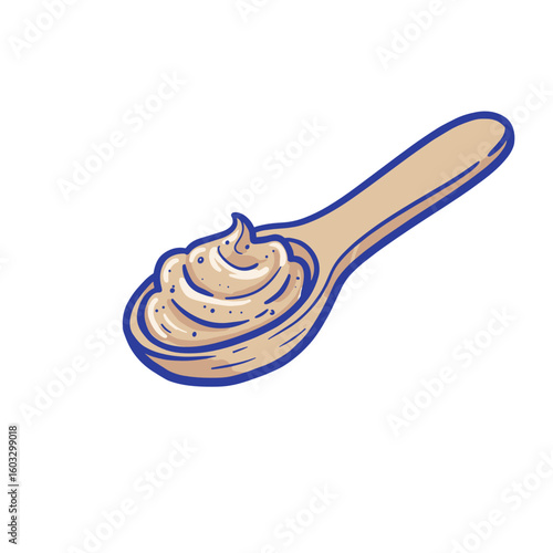 Wooden spoon with honey scrub on a white background  