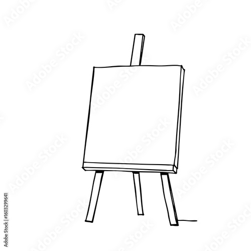 Simple line sketch of an art easel in minimalist style  