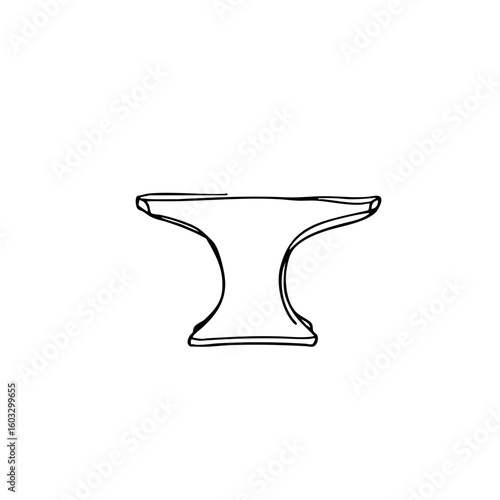 Simple line sketch of an anvil in black and white design  