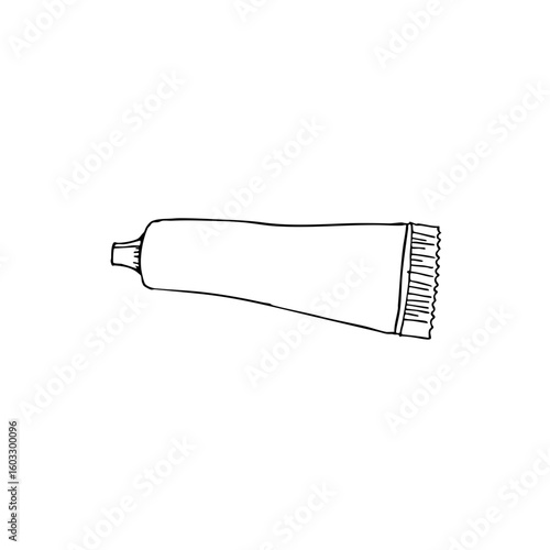 Simple line sketch of a toothpaste tube  