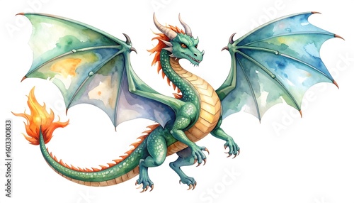 Colorful dragon in flight
