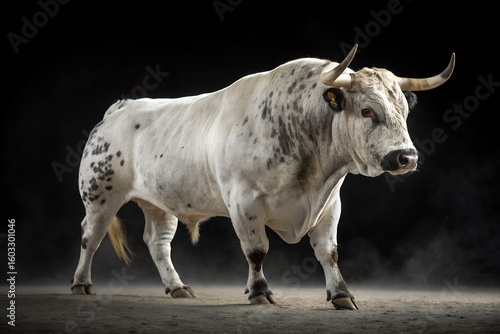 Spotted White Bull – Hyper-Muscular Power and Presence in Studio Lighting